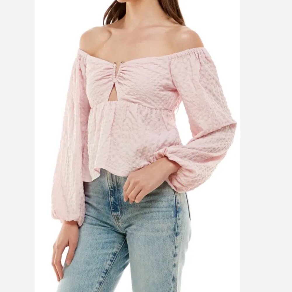 WAYF Women’s NEW Valley Off the Shoulder Top Blush/Pink | Size S